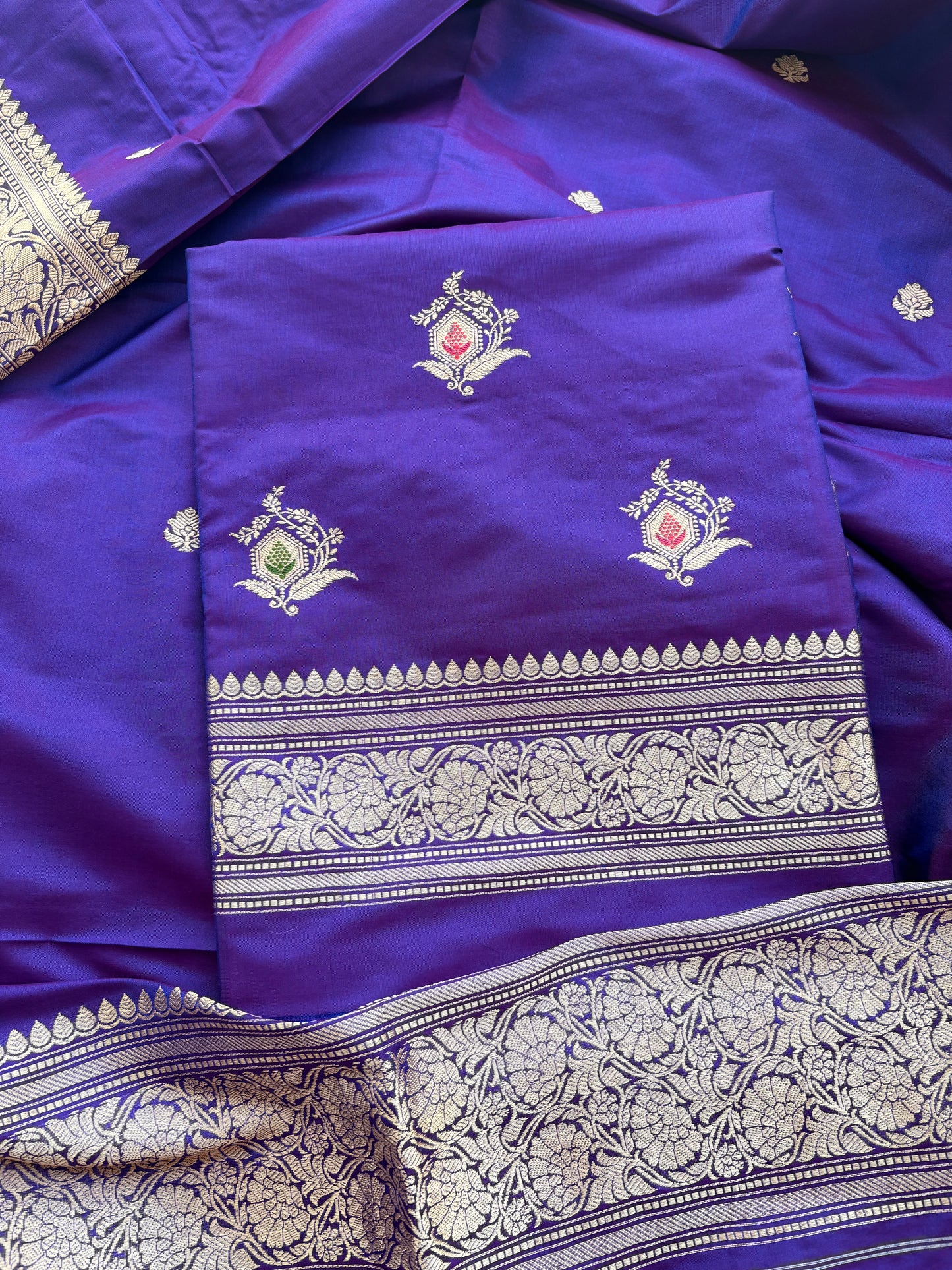 Purple katan by katan silk meenadar suit set
