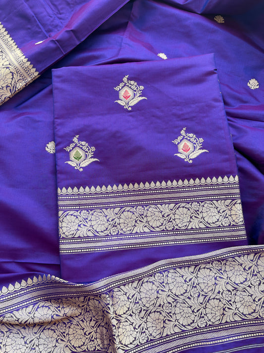 Purple katan by katan silk meenadar suit set
