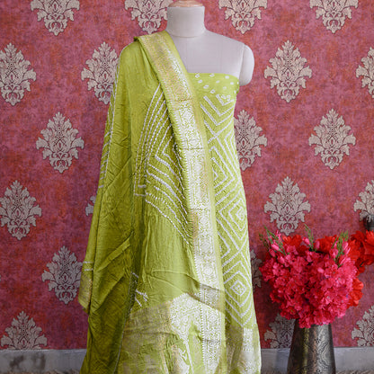Green bandhani radha krishna suit set