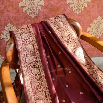 Wine katan silk kadhwa dupatta