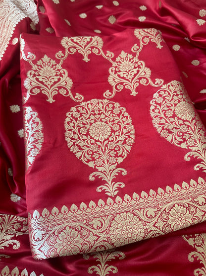 Red Mashru silk suit set