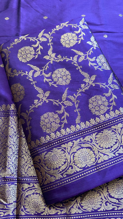 Purple full Jaal kadhwa katan silk kurta, katan silk bottom and katan silk dupatta