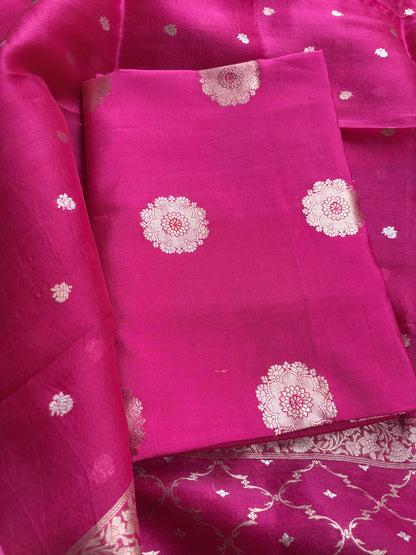 Pink Chiniya kora kadhwa suit set