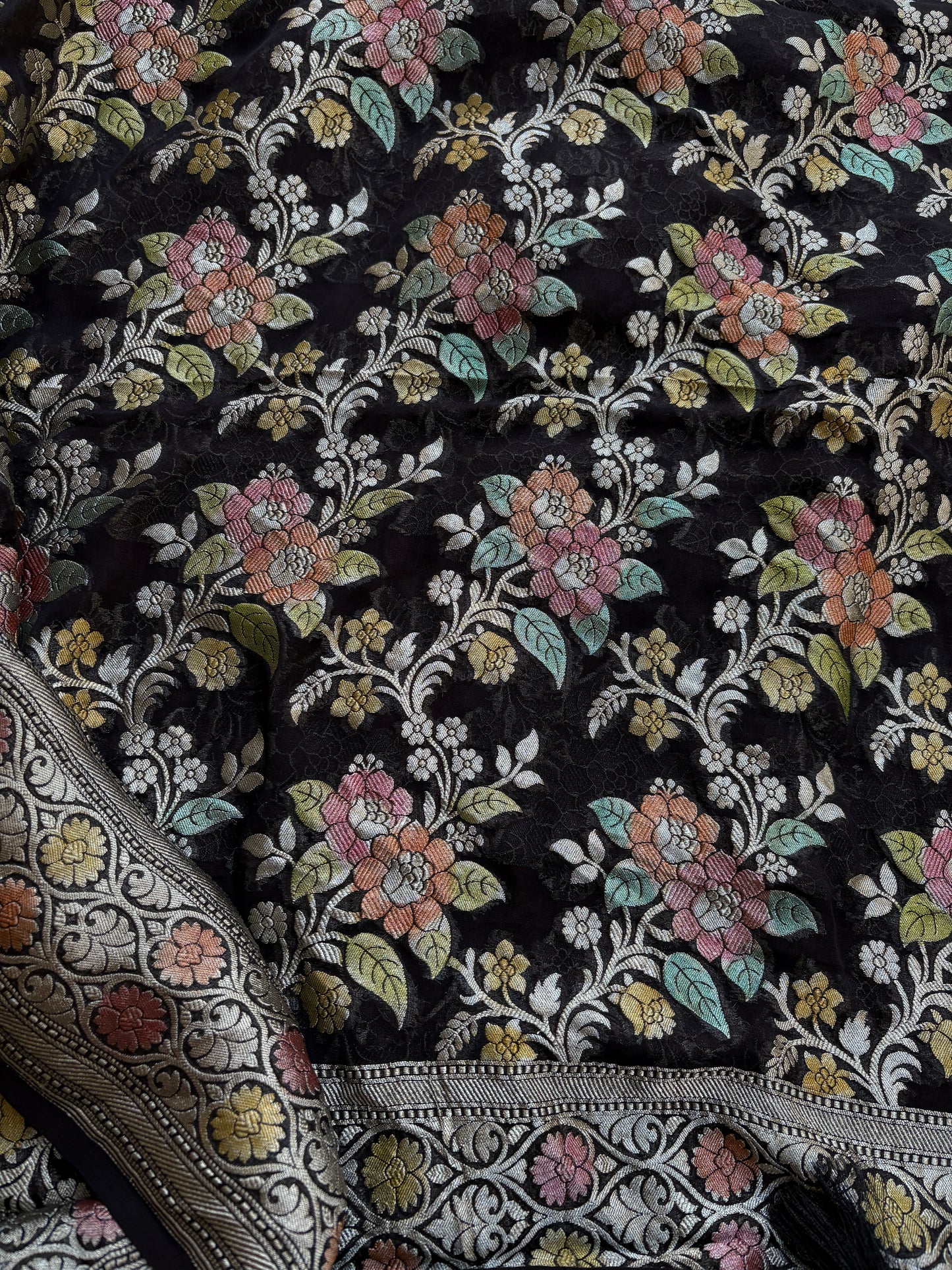 Black meenadar Khaddi georgette suit set