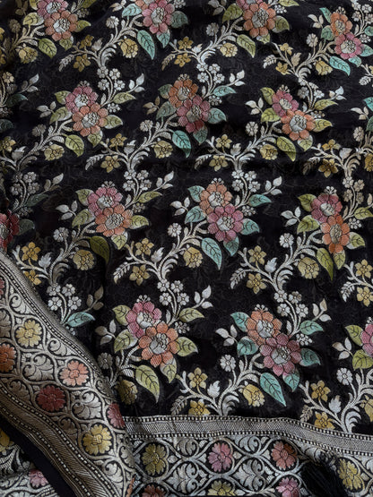 Black meenadar Khaddi georgette suit set