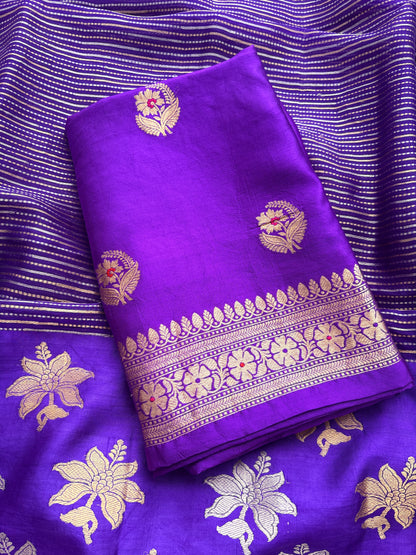 Purple Chiniya silk kurta bottom ,tissue kora dupatta