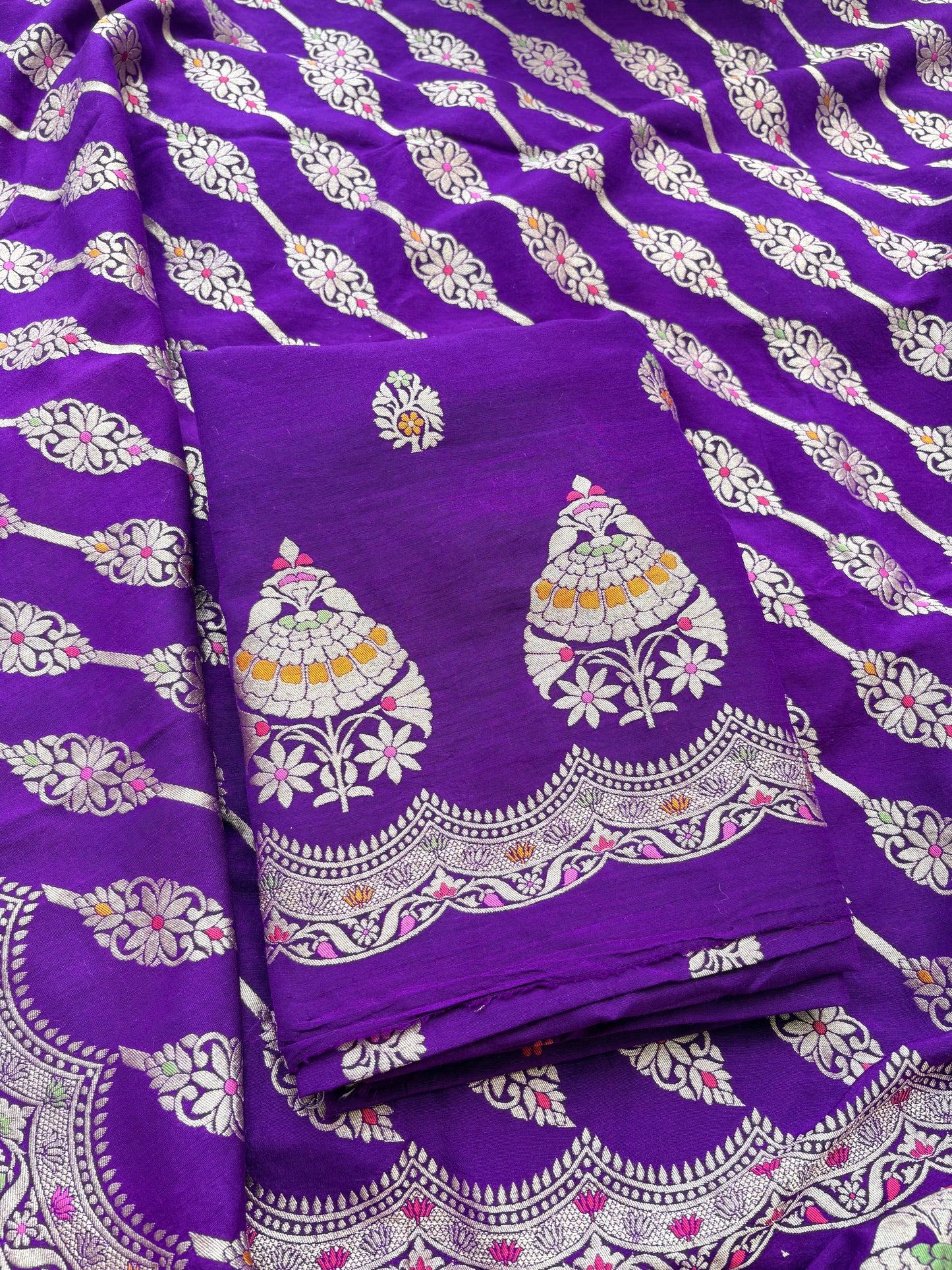 Purple moonga silk meenadar suit set