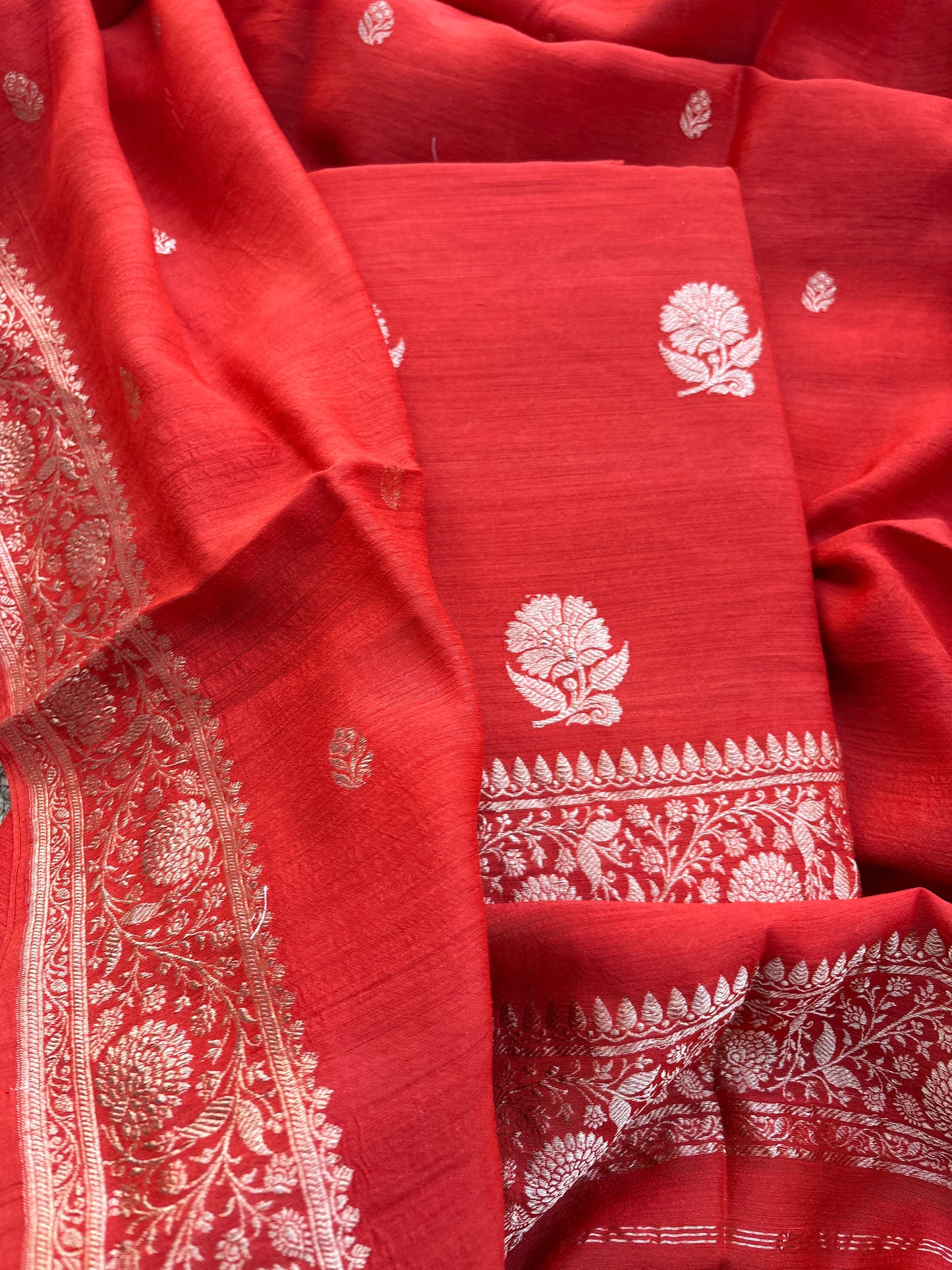 Orange moonga silk kadhwa suit set