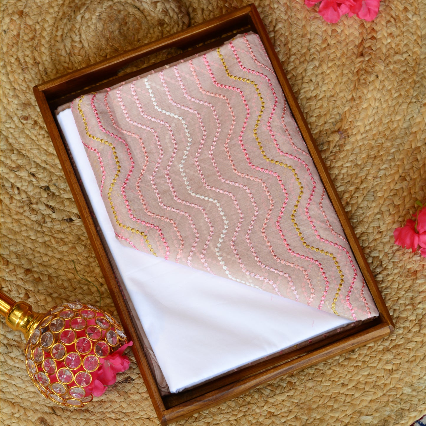 Pink colour chanderi silk kurta set