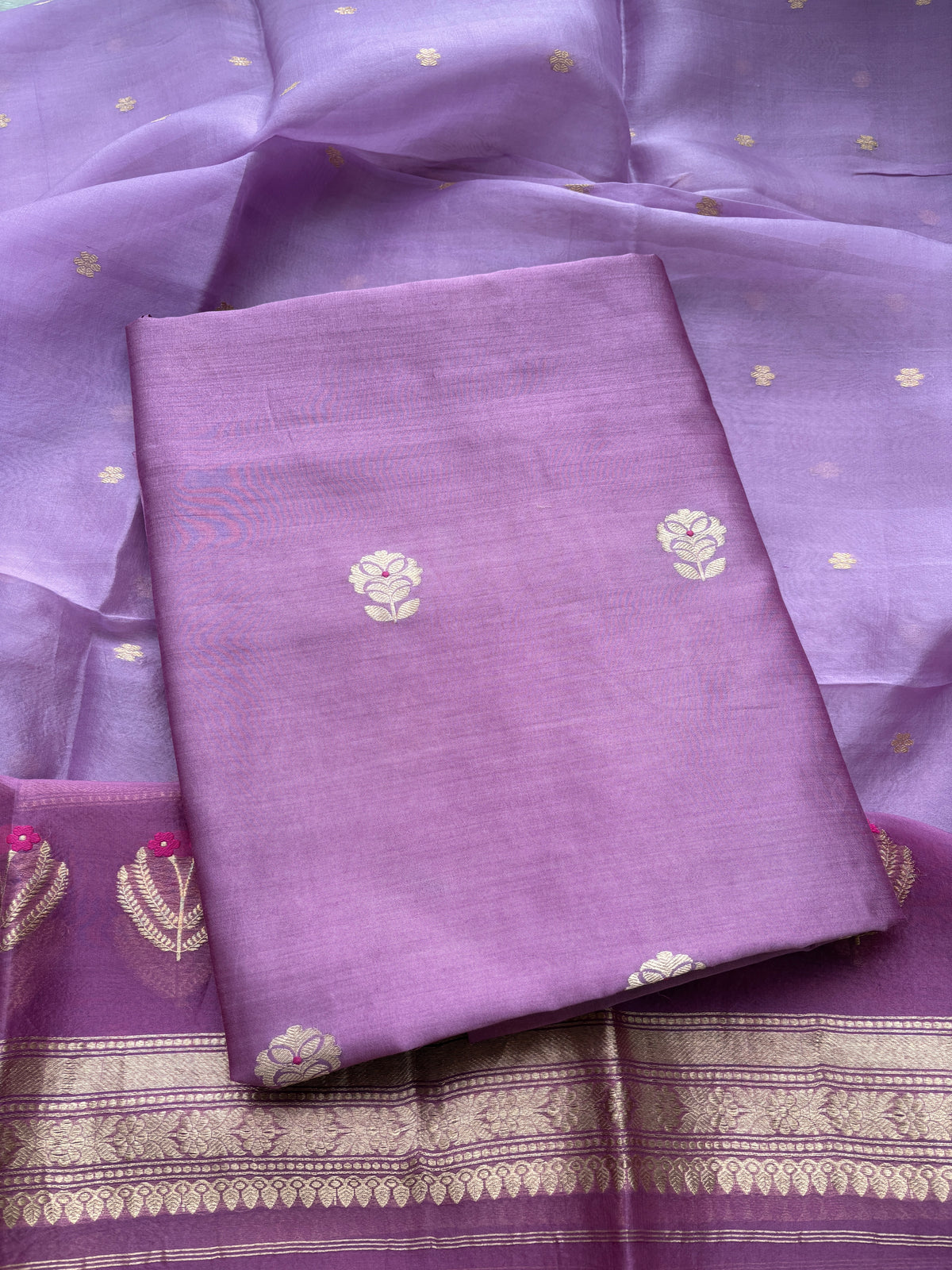Lavender purple Chiniya silk suit set
