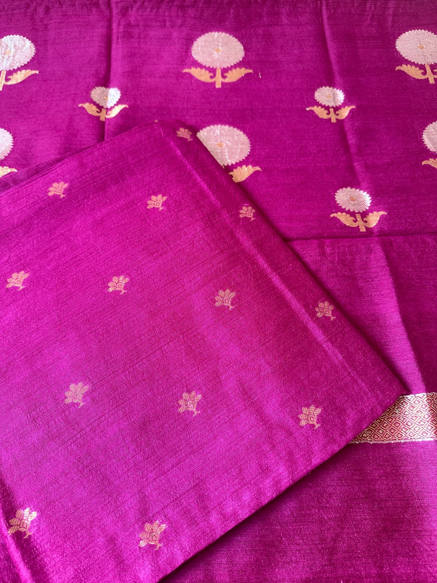 Magenta pure moonga silk suit set