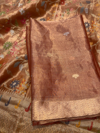 Orange tissue kadhwa suit set