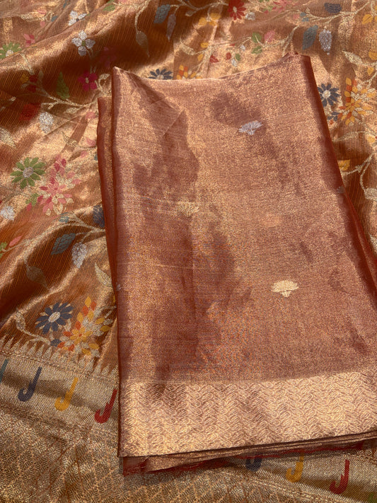 Orange tissue kadhwa suit set