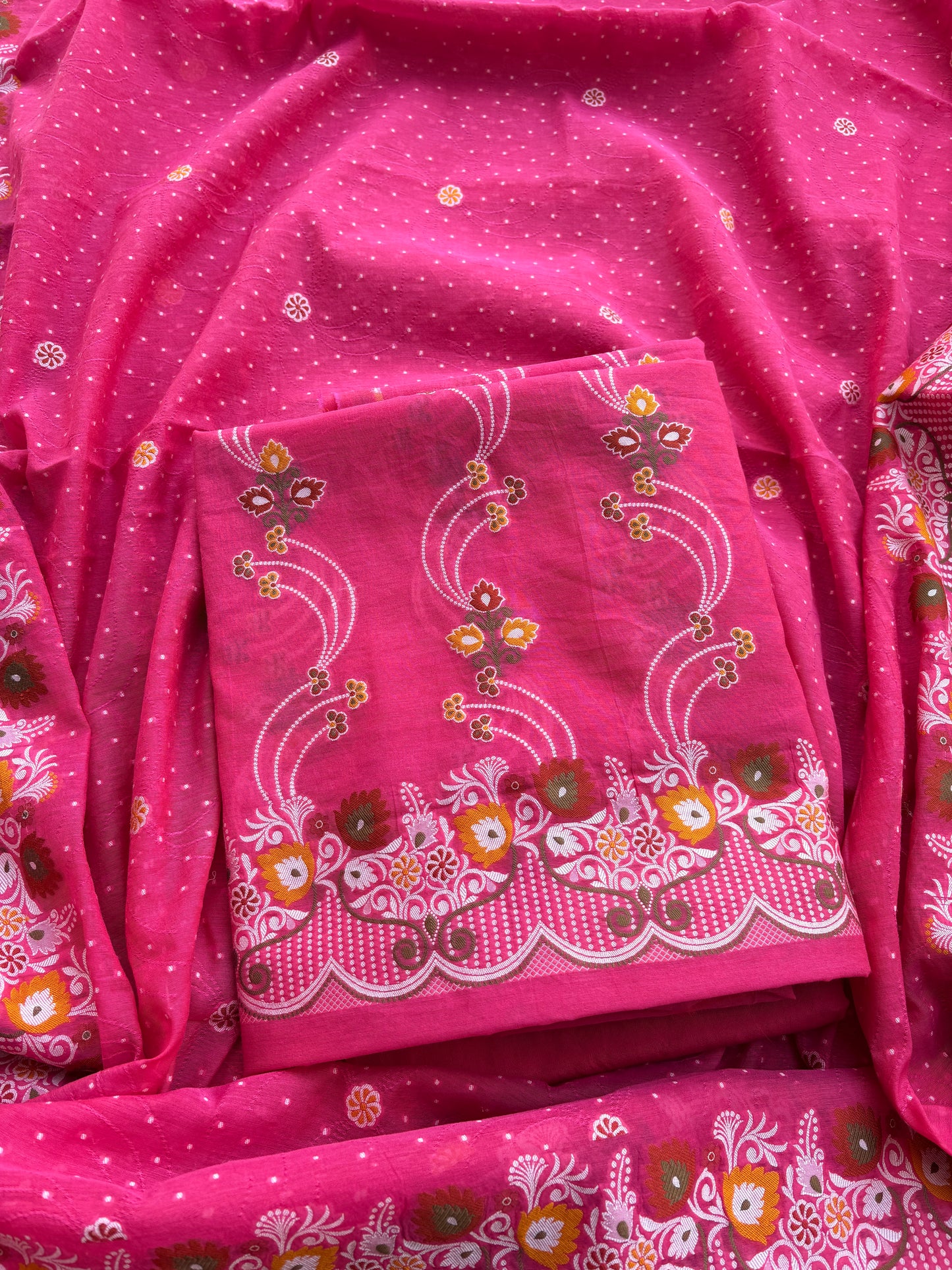 Pink Chanderi meenadar suit set
