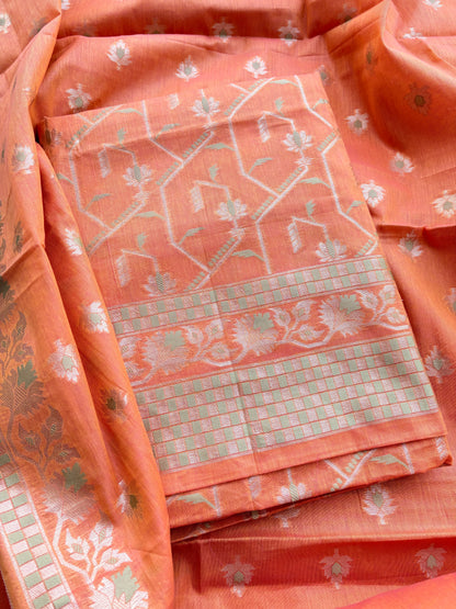Orange dhoop chau Chanderi cotton suit set