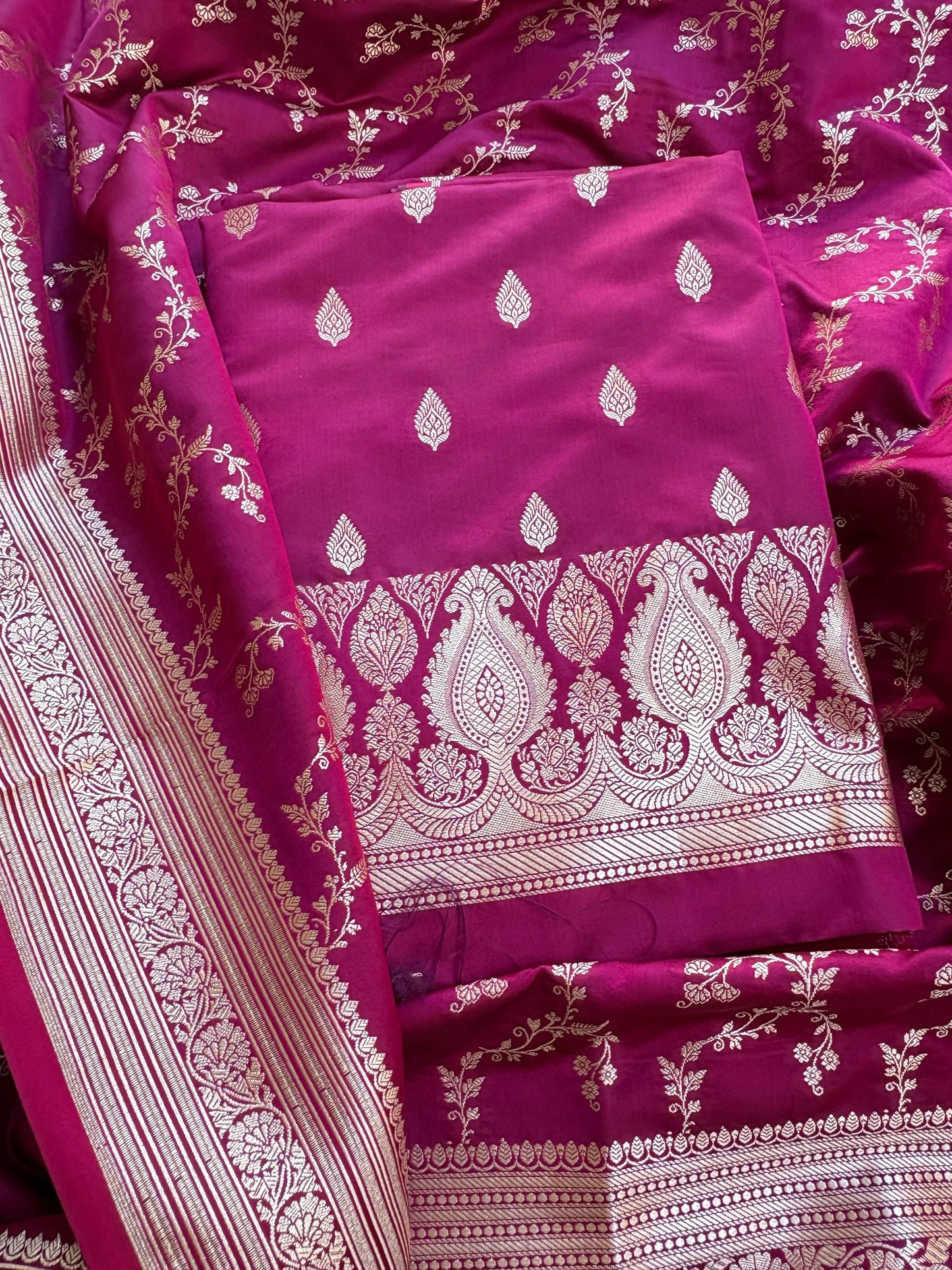 Wine mashru silk suit set