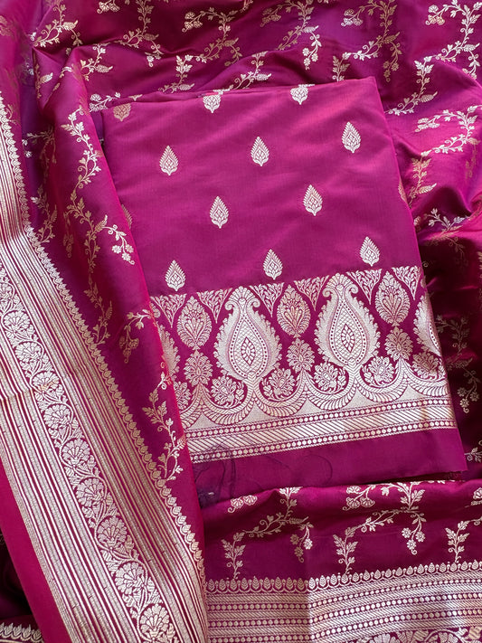 Wine mashru silk suit set