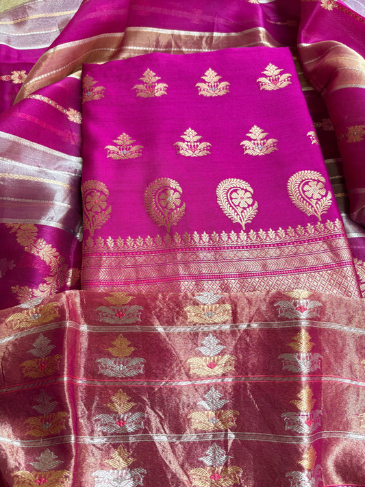 Pink Chiniya heavy dupatta 3 piece suit set