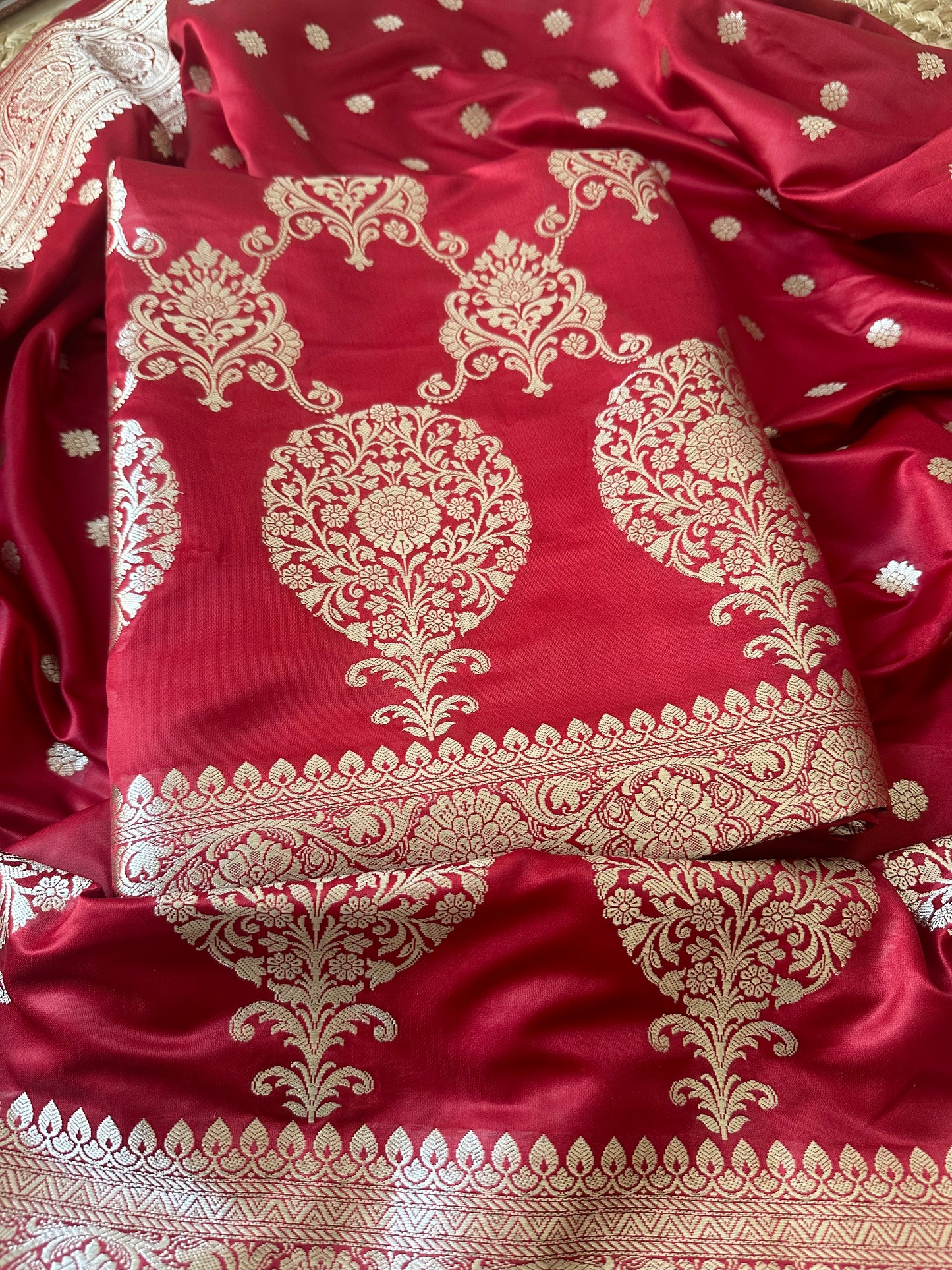 Red Mashru silk suit set