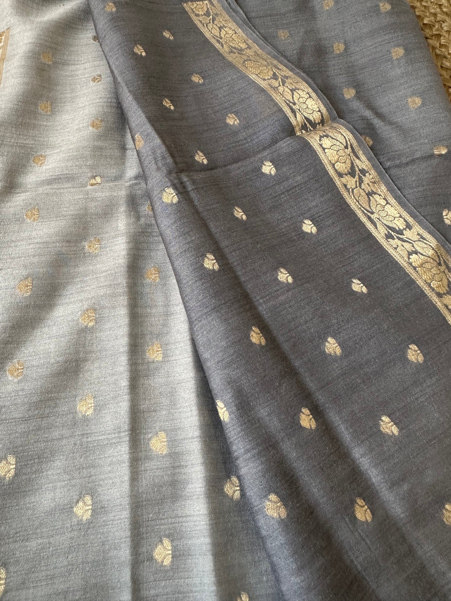 Grey shaded ombré moonga silk dupatta