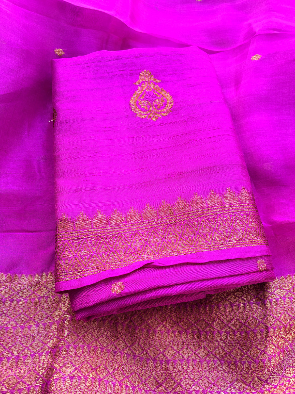 Purple meenadar tussar  silk suit set