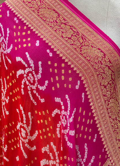 Pink orange Khaddi kadhwa dupatta