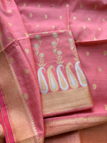 Pink Chiniya silk Sona rupa booti  suit set