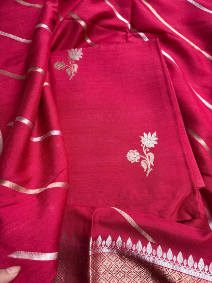 Red moonga silk suit set