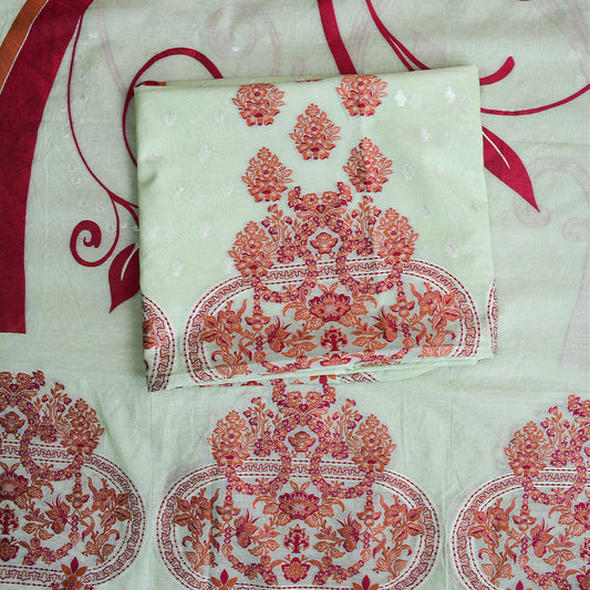 Green Chanderi  abstract design suit set.