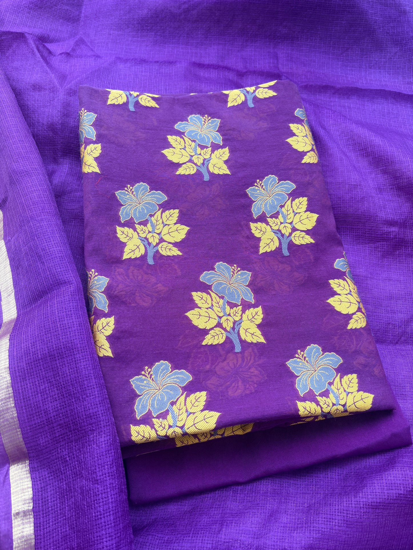 Purple Resham weaving suit with Kota Doria dupatta( Cc-04)