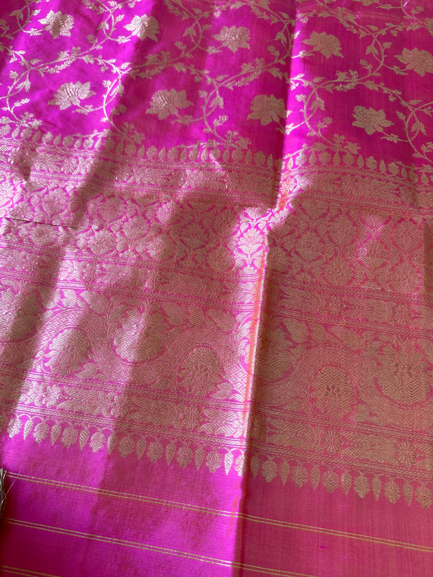 Pink dual tone katan silk dupatta