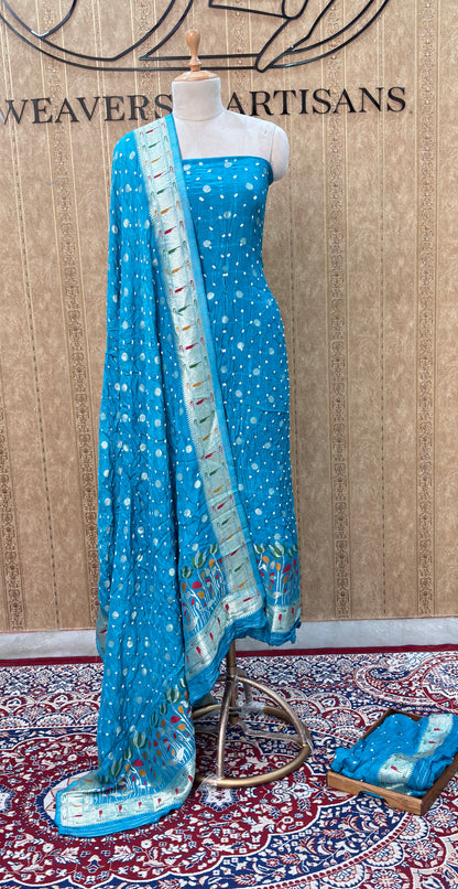 Firozi bandhani suit set