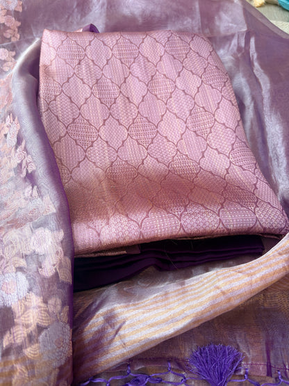 Purple tissue brocade suit set