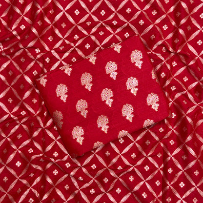 Red moonga silk suit set