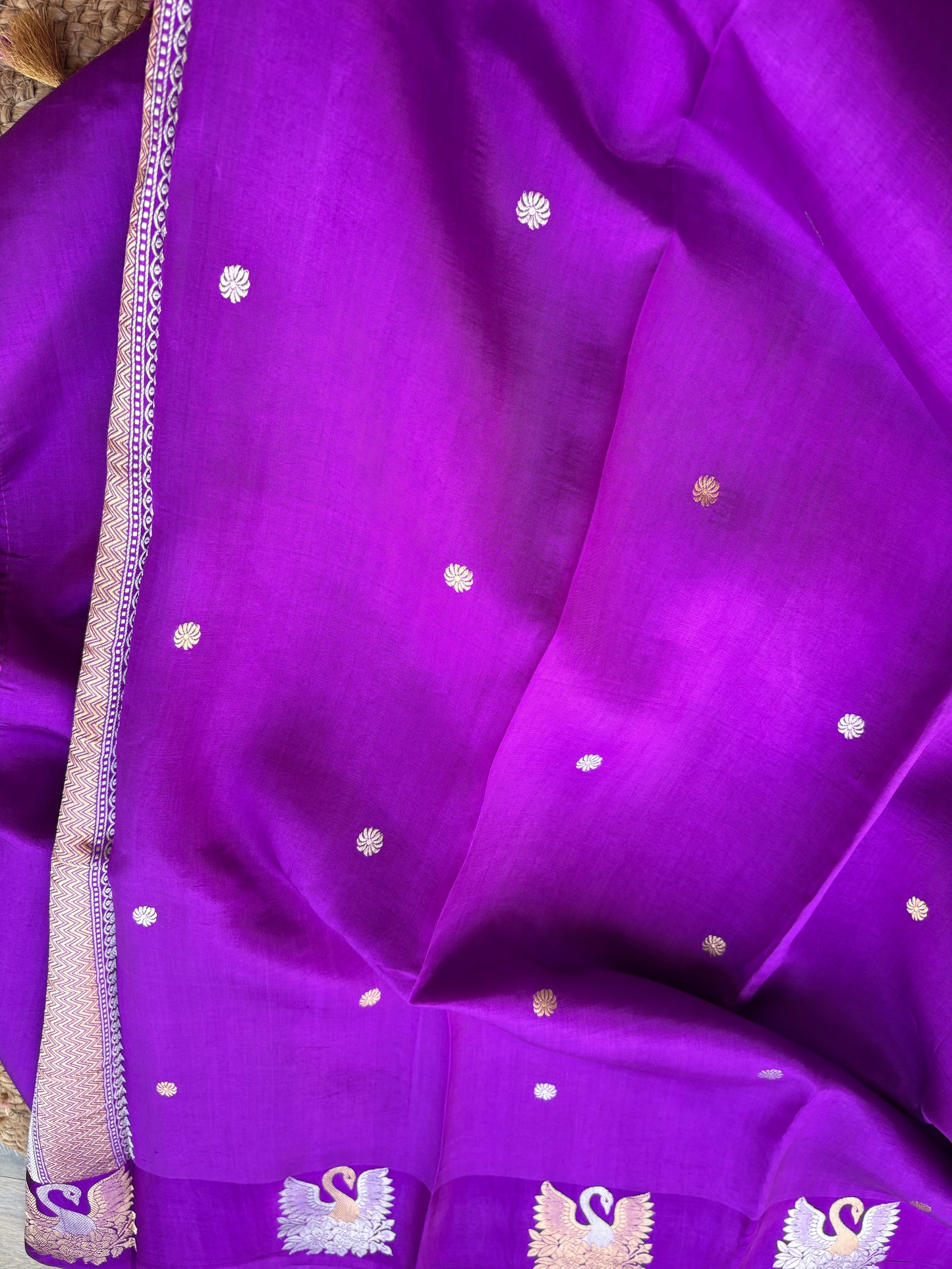 Purple mango silk kadhwa suit set