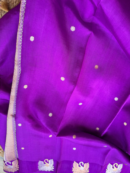 Purple mango silk kadhwa suit set
