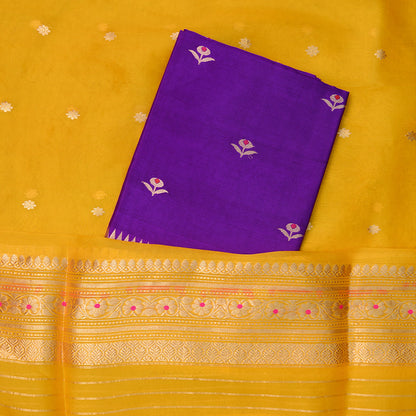 Purple Chiniya silk suit with kora silk dupatta