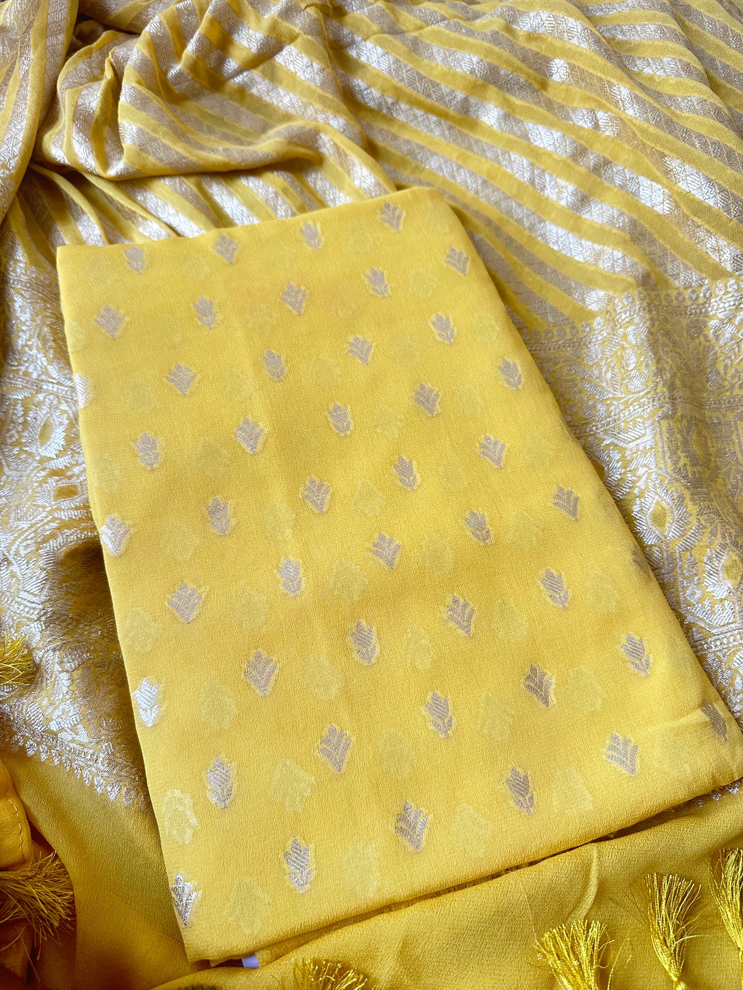 Yellow khaddi georgette 2 piece suit