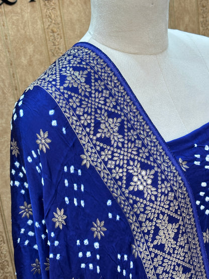 Blue bandhani suit set