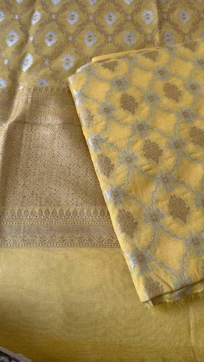 Yellow Chanderi cotton 3 pieces suit