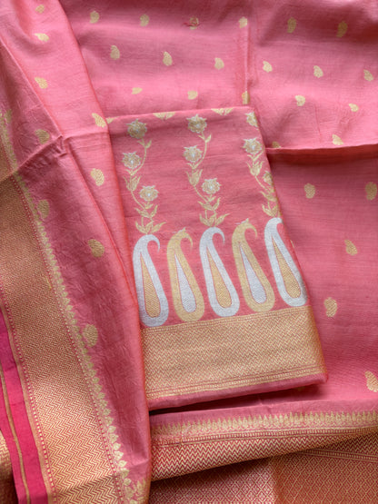 Pink Chiniya silk Sona rupa booti  suit set