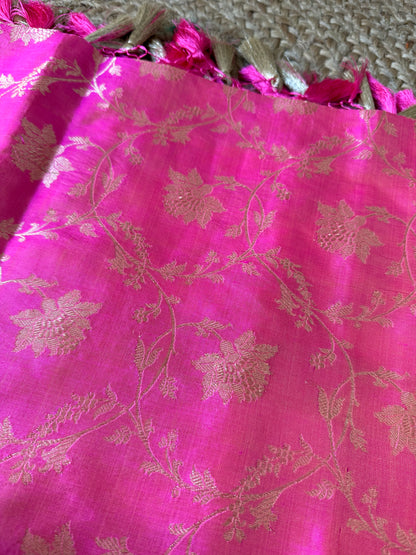 Pink dual tone katan silk dupatta