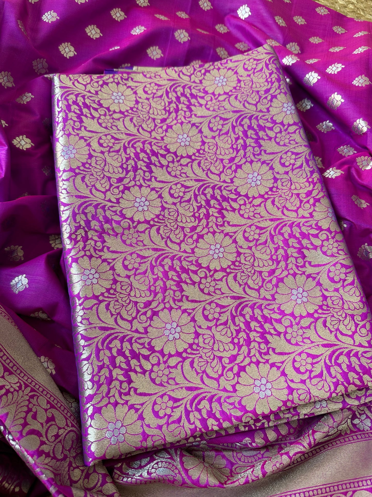 Purple magenta mashru brocade 3 piece suit