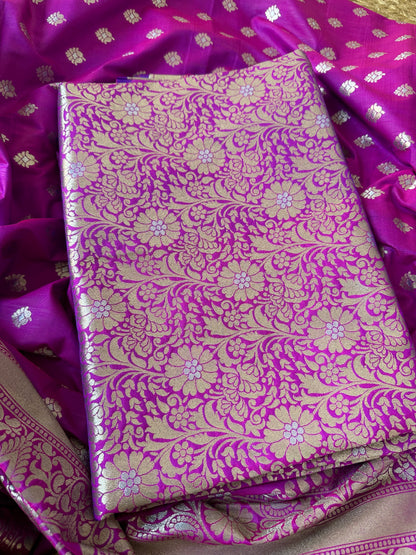 Purple magenta mashru brocade 3 piece suit