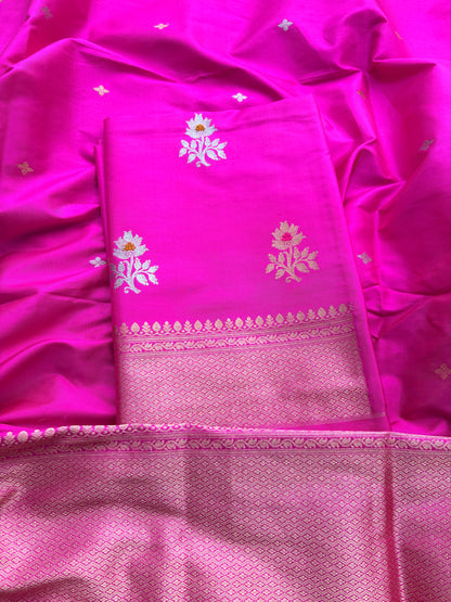 Pink katan by katan silk kadhwa suit set