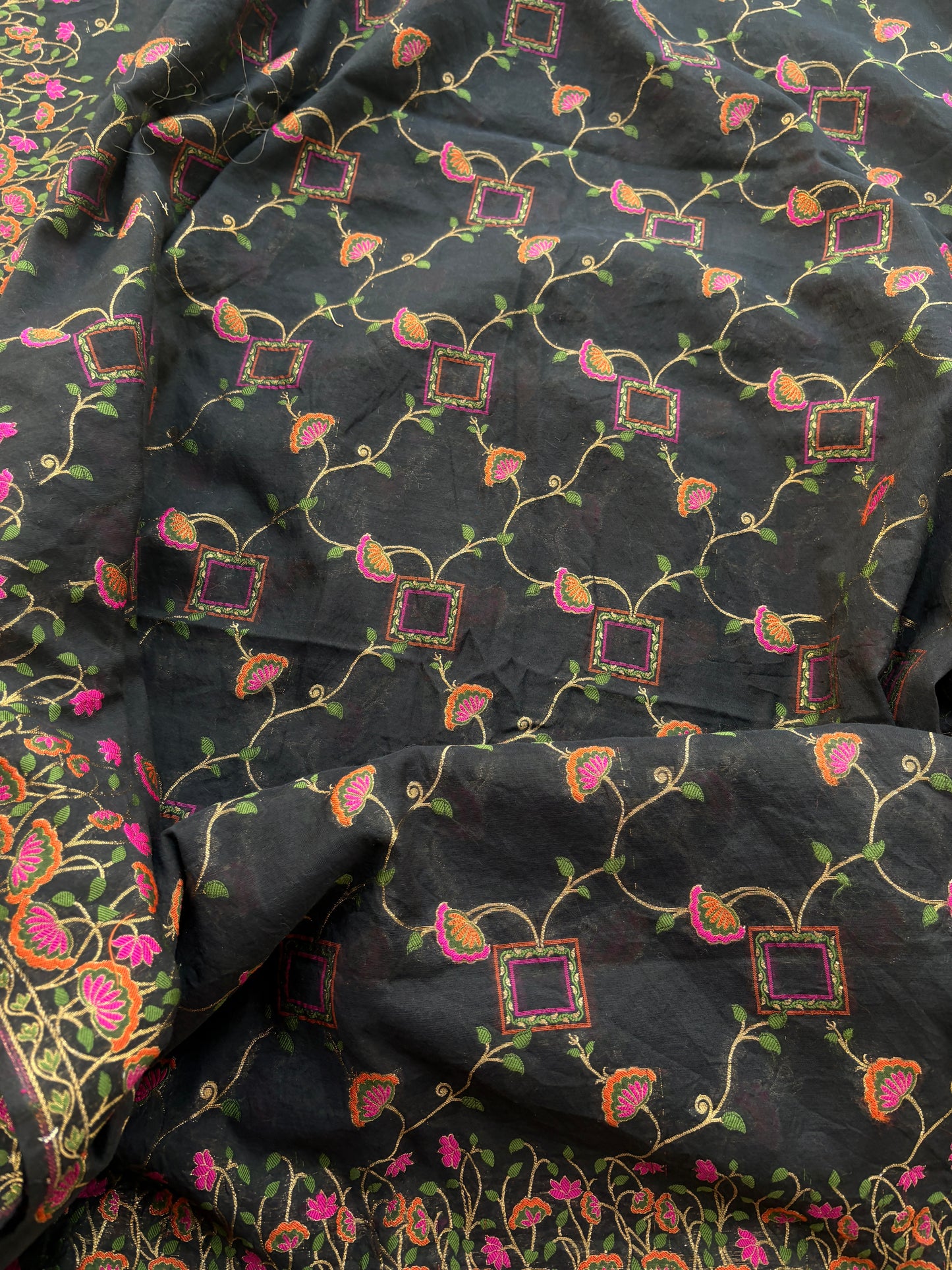 Black Chanderi Meena jari weaving suit set