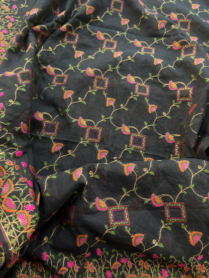 Black Chanderi Meena jari weaving suit set