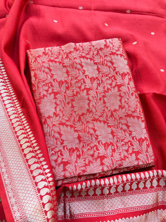 Red mango silk pure silk suit set