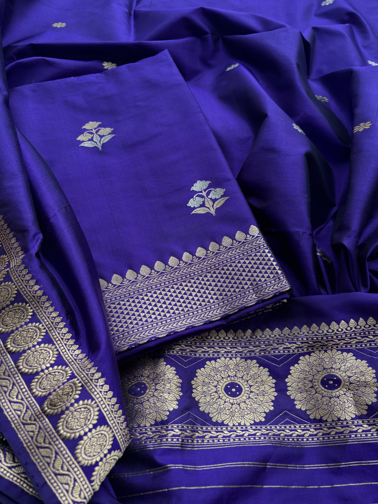 Purple Katan by katan silk kadhwa suit set
