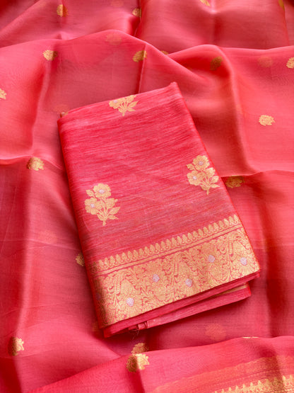 Peach linen suit kadhwa suit set